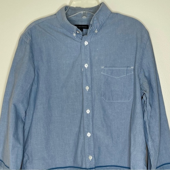 3/$20 ❤️ Wings+horns Blue Button Up Shirt US L - Picture 3 of 8